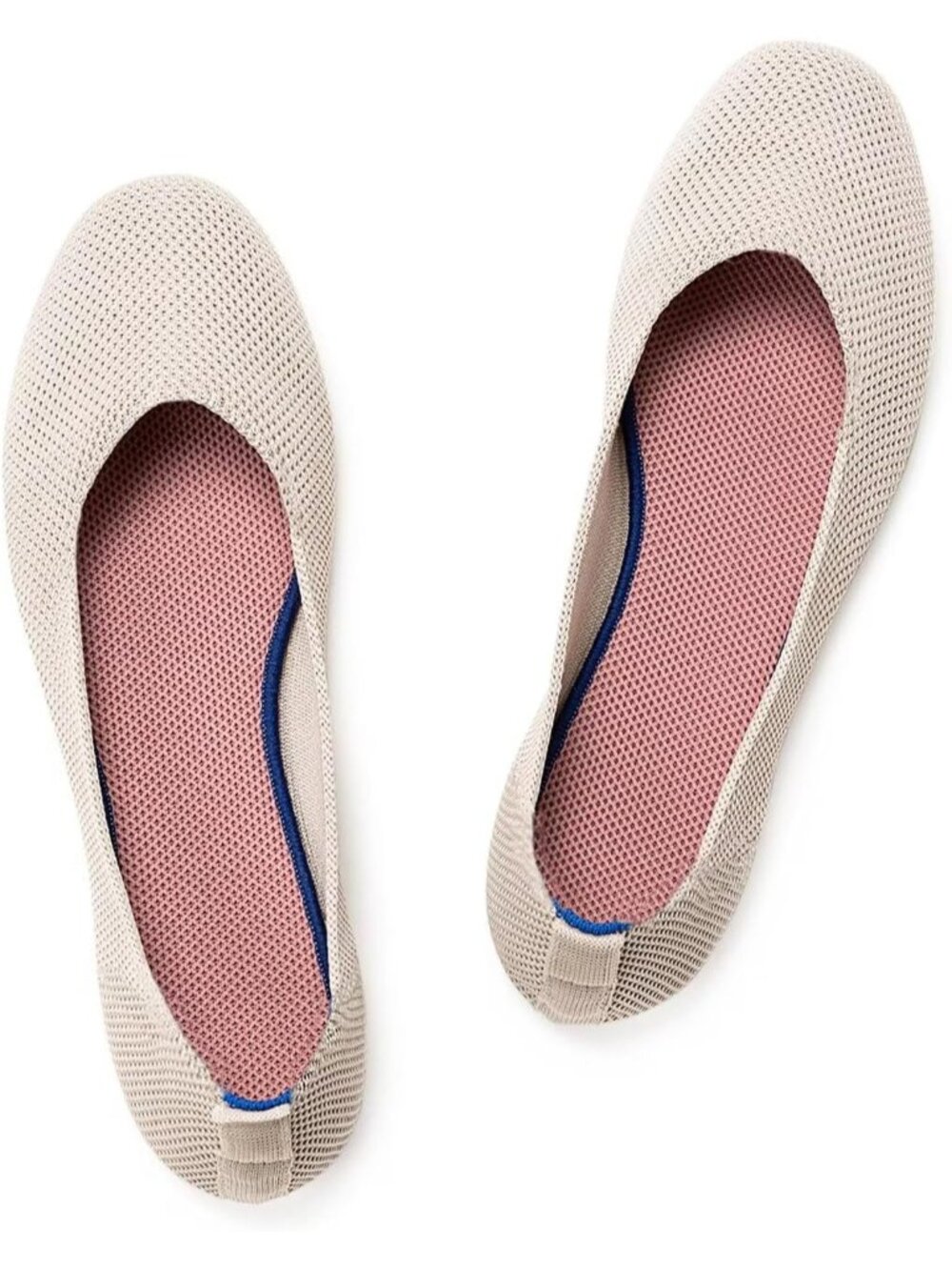 Womens Apricot Knit Ballet Flat Shoes Knit Round Toe Slip On Ballerina Flats